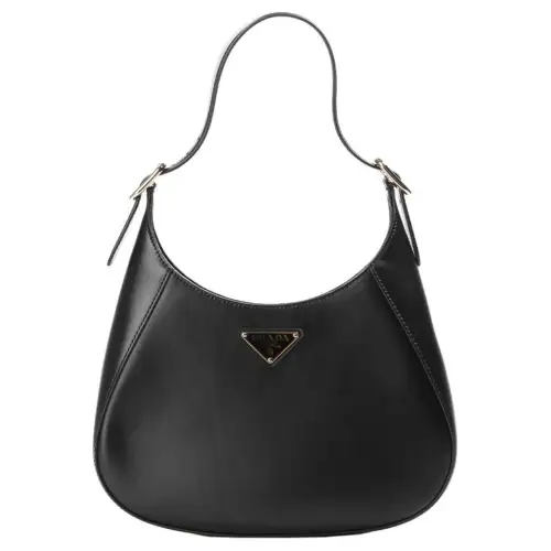 PRADA Cleo Calfskin Handbag Shoulder Bag Women's Black