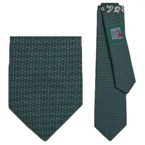 HERMES Brand Logo Maillons Silk Ties Men's Multicolor