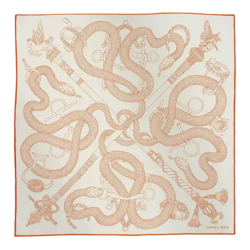 HERMES Silk Scarves Men's White