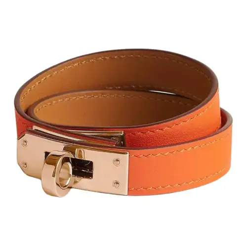 HERMES Calfskin Wristbands Women's Brown