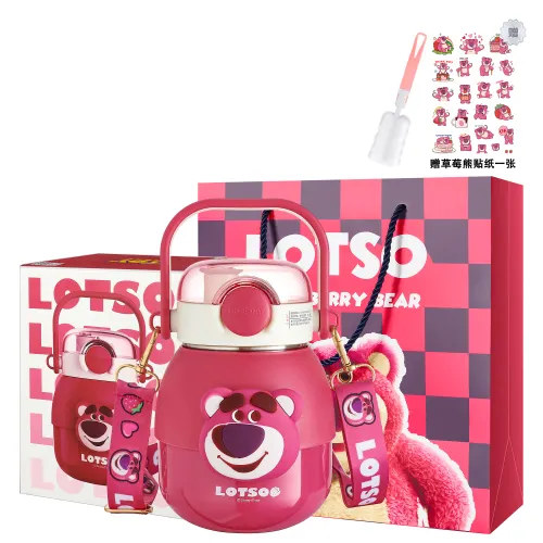 Disney Disney, strawberry, glass, capacious convenient cute three dimensional universal high quality doll for men and women for students stainless steel, material, for beloved, 880 ml