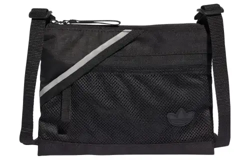 Adidas Originals Recycled Polyester Plain Weave Fabric Shoulder Bag, Crossbody Bag Regular Unisex Black