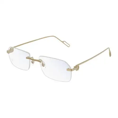 CARTIER Metal Rectangular Eyeglass Frames Men's Gold