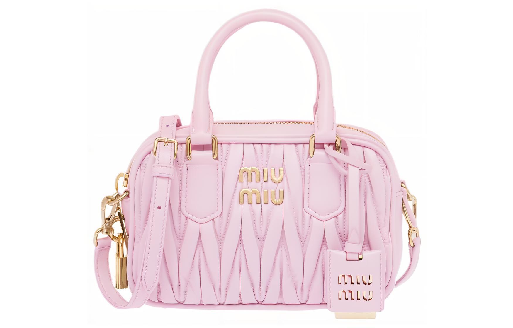 MIU MIU Matelassé Lambskin Shoulder Bag, Crossbody Bag, Handbag Women's Pink