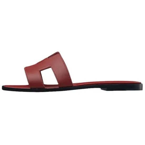 HERMES Oran Slide Slippers Women's Burgundy