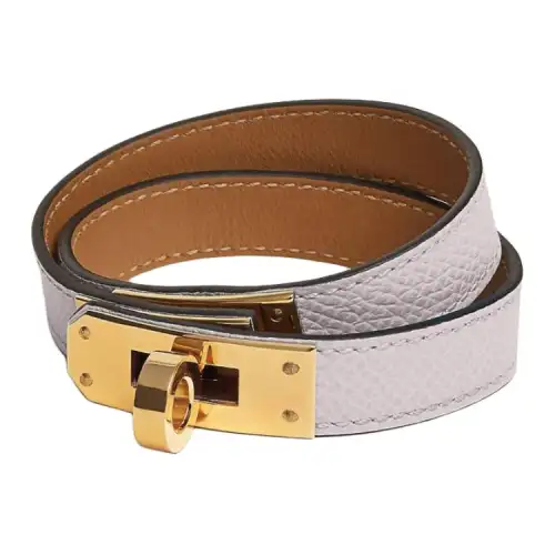 HERMES Kelly Brand Logo Leather Wristbands Women's Purple