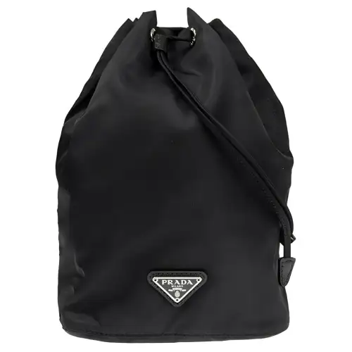 PRADA Nylon Makeup Bag Toiletry Bag Bucket Bag Handbag Small Unisex Black