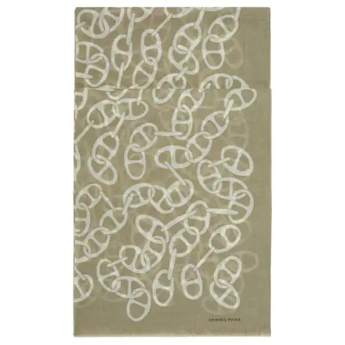 HERMES Knit Scarves Men's Light Brown
