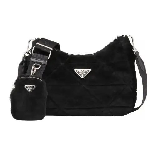 PRADA Sheepskin Crossbody Bag, Shoulder Bag Women's Black