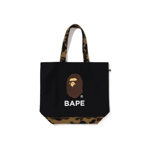A BATHING APE Cotton Tote Shoulder Bag Regular Unisex Black/Ecru