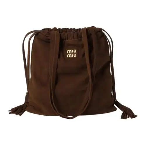 MIU MIU Suede Bucket Bag, One Shoulder Handbag Women's Cocoa Brown