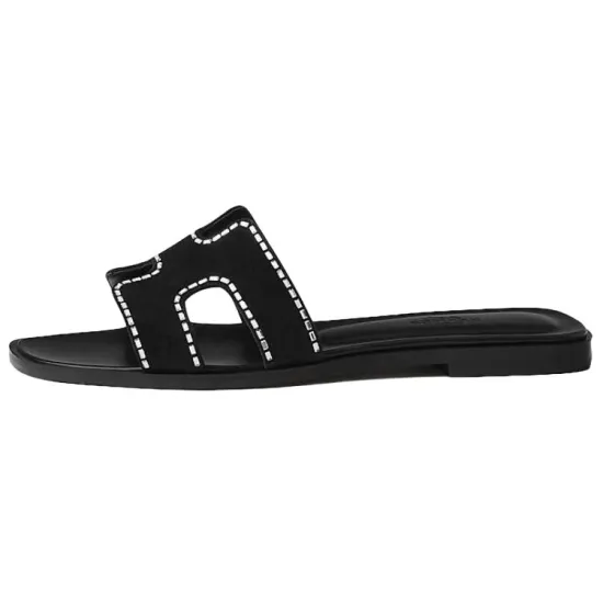 HERMES Oran Slide Slippers Women's Black