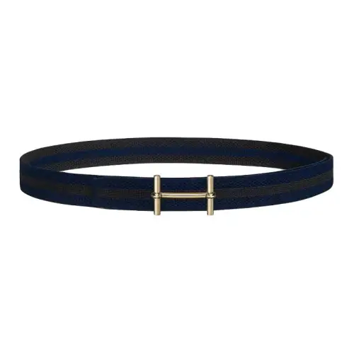 HERMES Emblem Decoration Nylon Brass Belts Men's Black Width 3.2CM