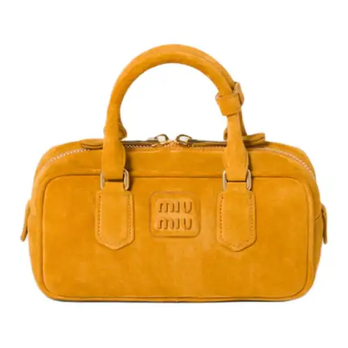 MIU MIU Arcadie Suede Handbag Women's Yellow