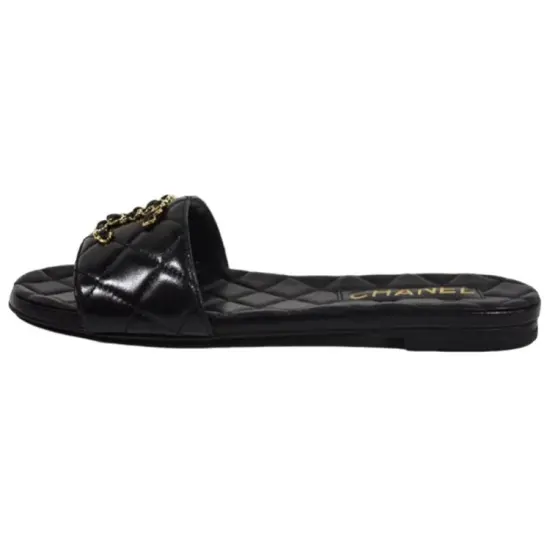 CHANEL Slide Slippers Women's Black