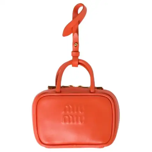 MIU MIU Leather Bag Hook Accessory Women's Orange
