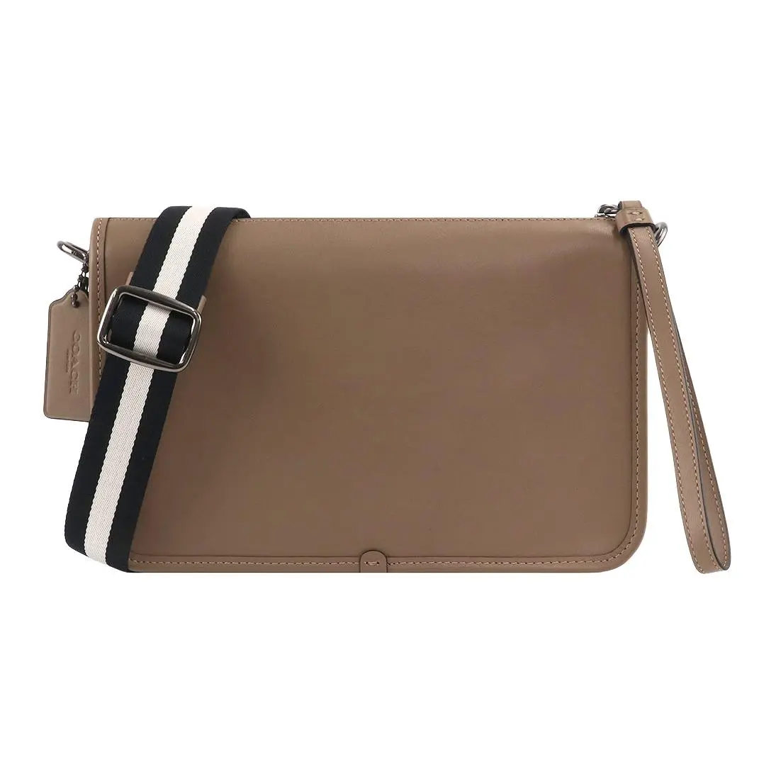 COACH Heritage Leather Handheld Shoulder Bag, Crossbody Bag Small Men's Khaki Brown