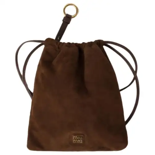 MIU MIU Suede Clutch Women's Cocoa Brown