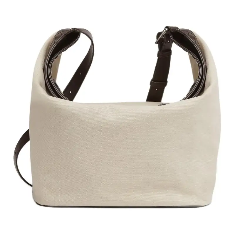Bottega Veneta Cotton And Canvas Crossbody Bag, Shoulder Bag Men's Gray & Soft Candy
