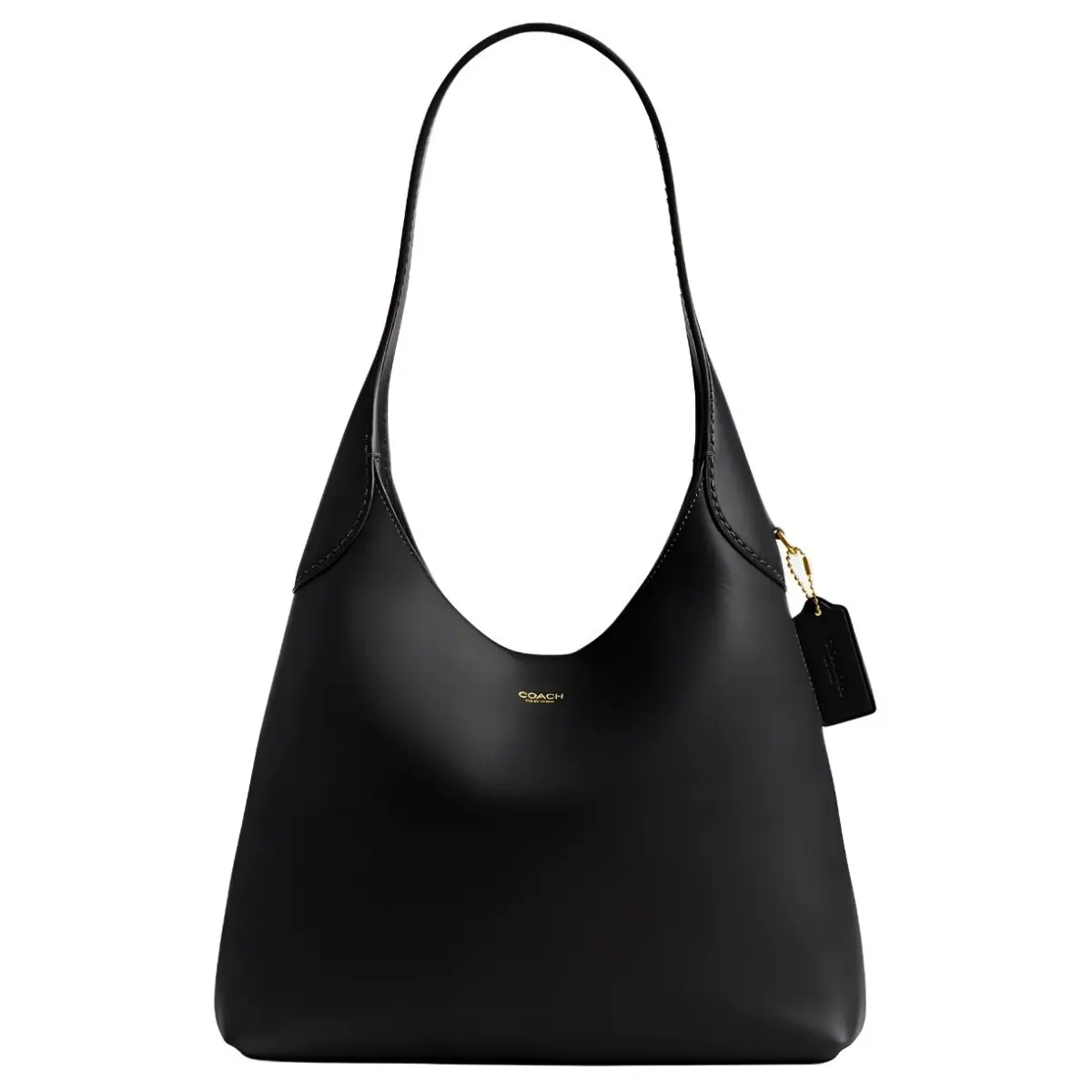 COACH Brooklyn Grain Leather Hobo Bag, Handbag, Shoulder Bag Small Women's Brass & Black