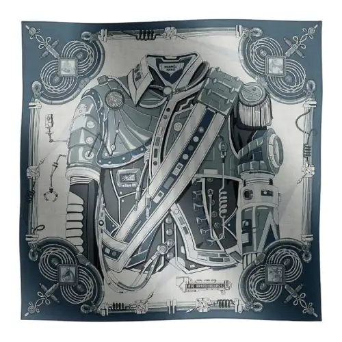 HERMES Neo Brandebourgs Scarves Men's Blue