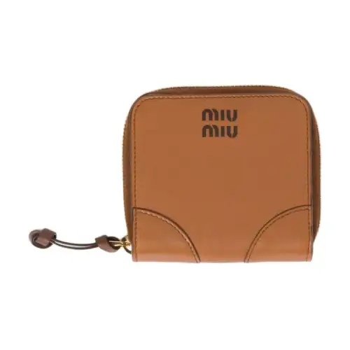 MIU MIU Leather Wallet Small Women's Brown & Woody Brown
