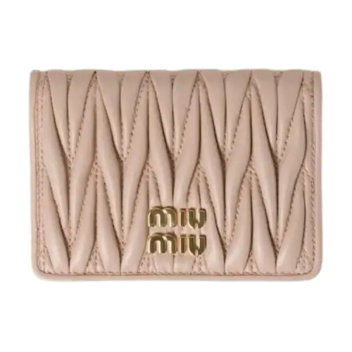 MIU MIU Quilting Nappa Leather Card Holder Women's Light Pink