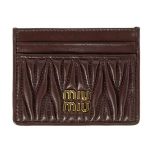 MIU MIU Quilting Nappa Leather Card Holder Women's Briarwood