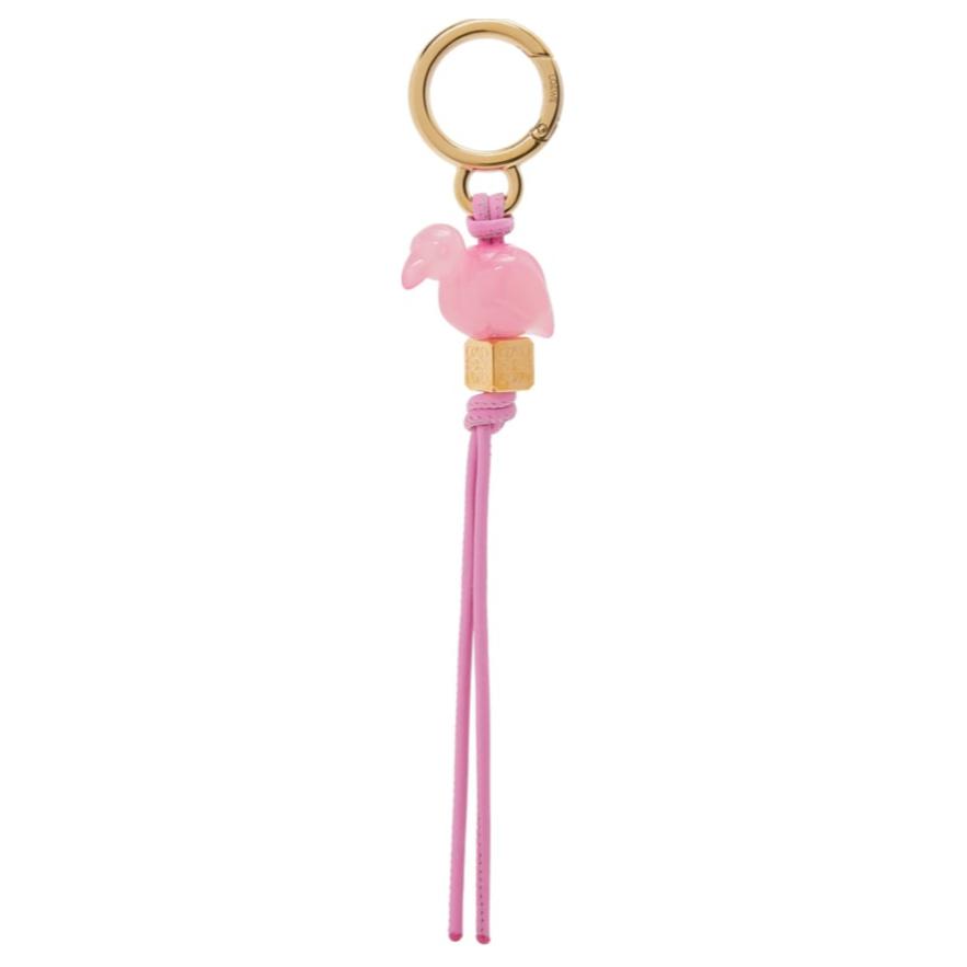 LOEWE Brand Logo Brass Keychains Women's Pink
