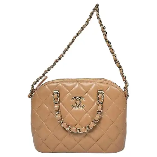 CHANEL Leather Single Crossbody Bag Women's Light Brown