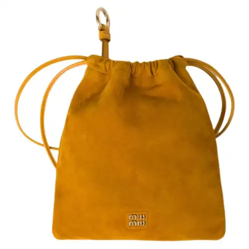 MIU MIU Suede Clutch Women's Yellow Brown