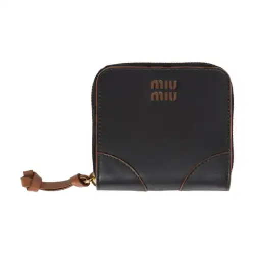 MIU MIU Leather Wallet Small Women's Black & Brown
