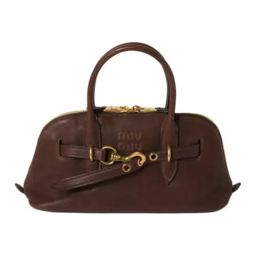MIU MIU Nappa Leather Handbag Women's Briarwood