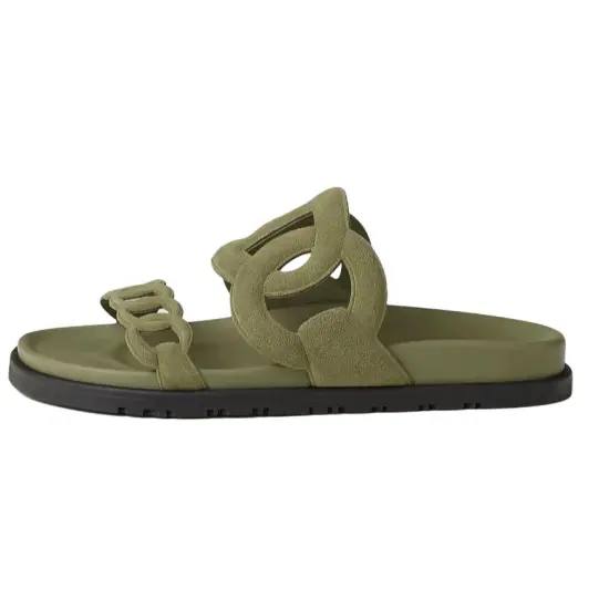HERMES Extra Slide Slippers Women's Green