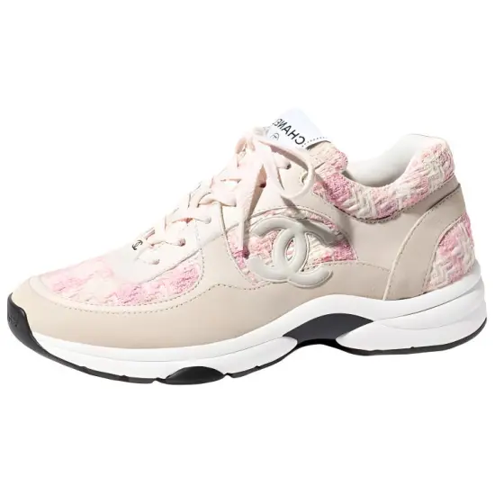 CHANEL Casual Style Tweed Plain Logo Low-Top Sneakers