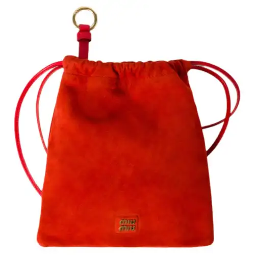 MIU MIU Suede Clutch Women's Vermilion Red