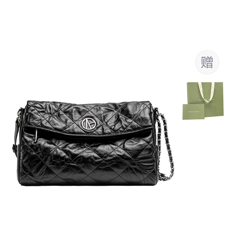 VANESSA HOGAN Lingge Series Cow Leather Hobo Koka Soft Bag Shoulder Bag Women's Black