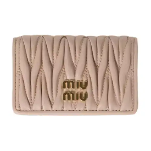 MIU MIU Quilting Nappa Leather Card Holder Women's Pink