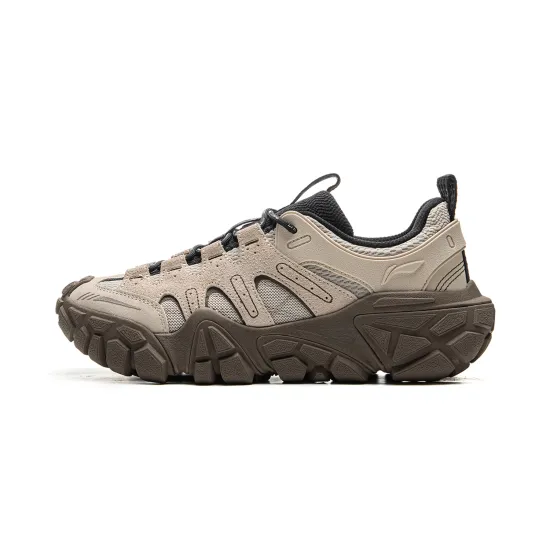 LiNing Dunes Cushioning Anti Slip Wear Resistant Breathable Height Increasing Low Top Casual Shoes Men's Oat Gray