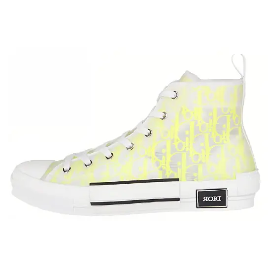 DIOR B23 High Top White Yellow Oblique