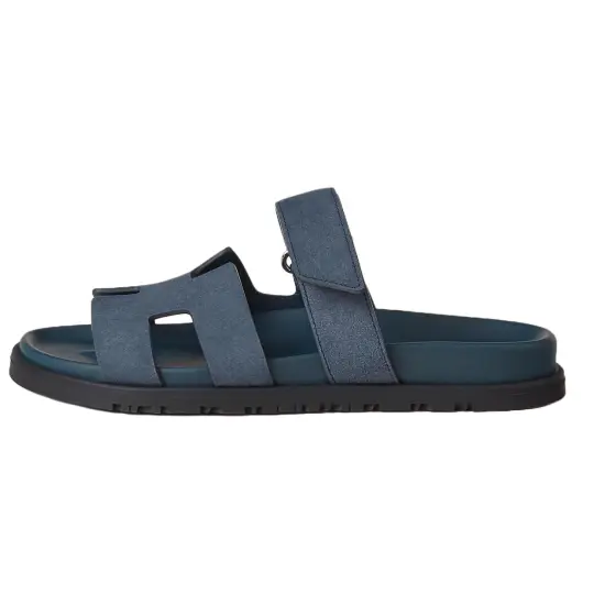 HERMES Chypre Slide Slippers Women's Sky Blue