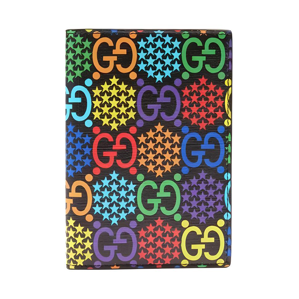 GUCCI Gucci Magic Popping Candy Series Colored Presbyopia Logo Canvas Leather Passport Card Holder Wallet Men's Color