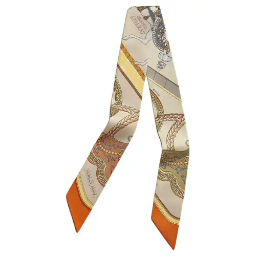HERMES Silk Scarves Unisex Beige/Orange/Yellow