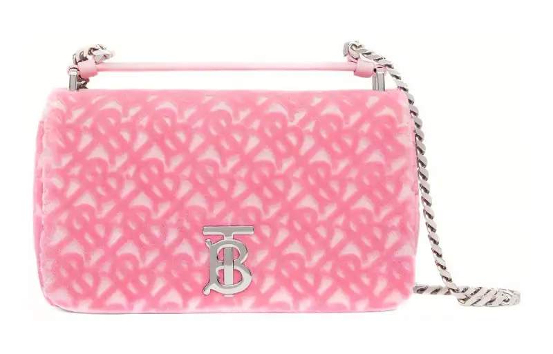 Burberry Lola Bag Cotton Acrylic Sheepskin Shoulder Bag, Crossbody Bag, Handbag Small Women's Pink