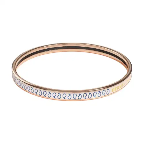 HERMES Palmettes Composees Rose Gold Tone Plated, Enamel Bangles Women's Rose Gold