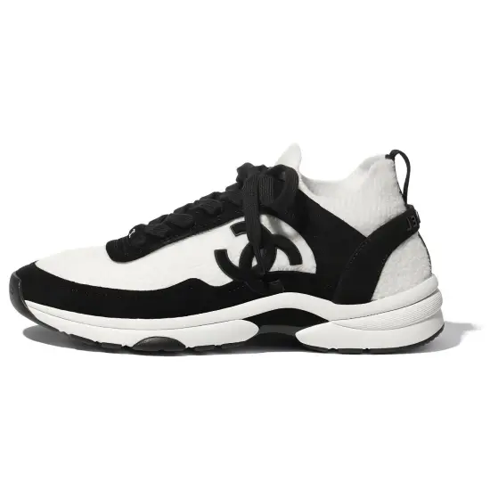 CHANEL Low Top Trainer White Black Women's