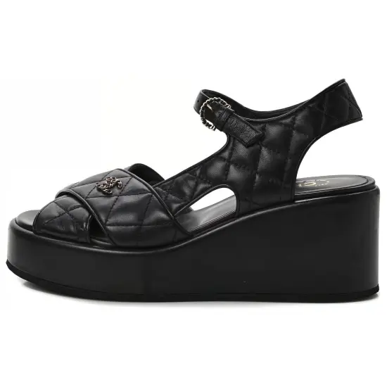 CHANEL Strap Sandals Women's Black
