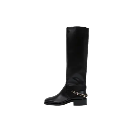 CHANEL Knee-high Boots Women's Black