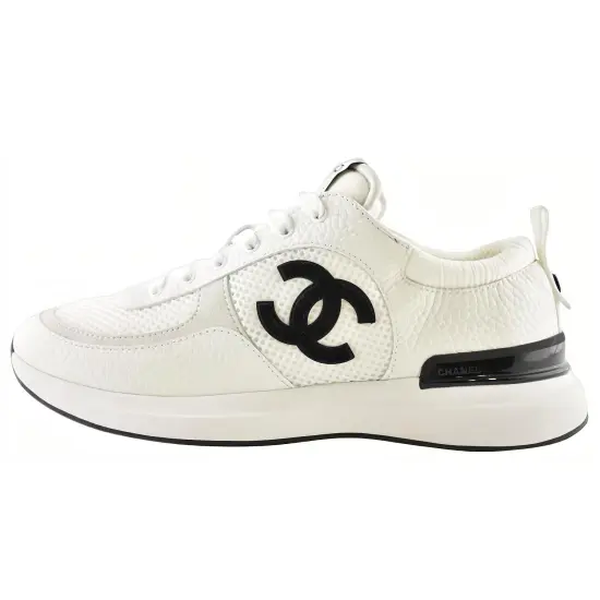 CHANEL CC Logo Trainer White Black