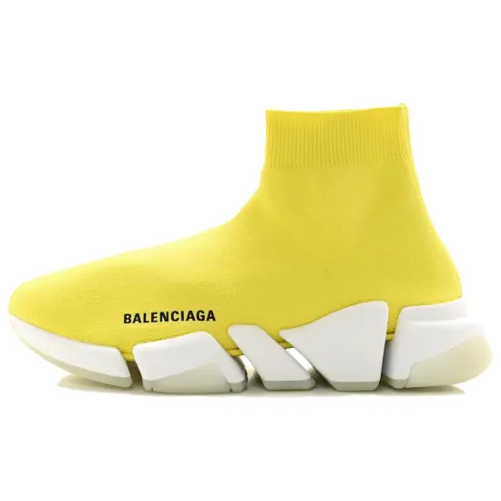 Balenciaga Speed 2.0 Recycled Knit Transparent Sole Yellow Women's